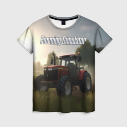 Женская футболка 3D Farming Simulator - Красный трактор