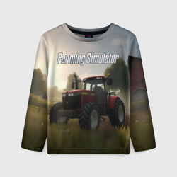 Детский лонгслив 3D Farming Simulator - Красный трактор