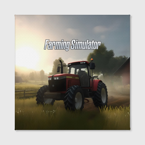 Холст квадратный Farming Simulator - Красный трактор, цвет 3D печать - фото 2