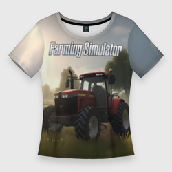 Женская футболка 3D Slim Farming Simulator - Красный трактор
