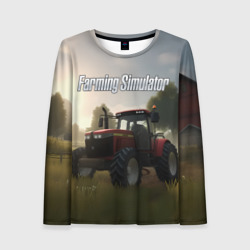 Женский лонгслив 3D Farming Simulator - Красный трактор