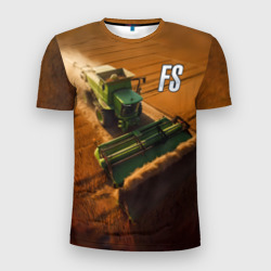 Мужская футболка 3D Slim Farming Simulator - Зеленый трактор