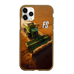 Чехол для iPhone 11 Pro Max матовый Farming Simulator - Зеленый трактор