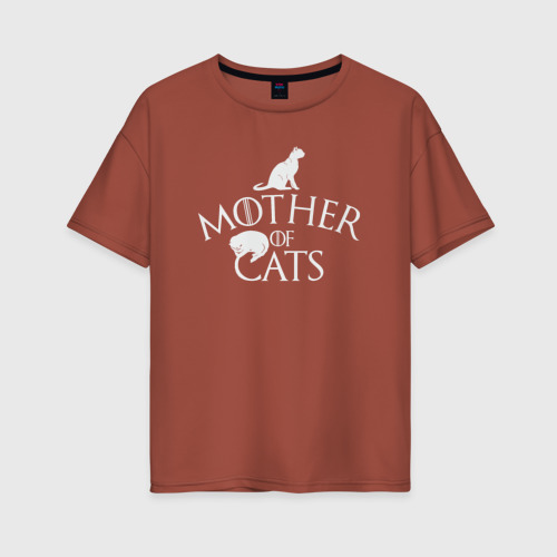 Женская футболка хлопок Oversize с принтом Кошачья мама, вид спереди #2