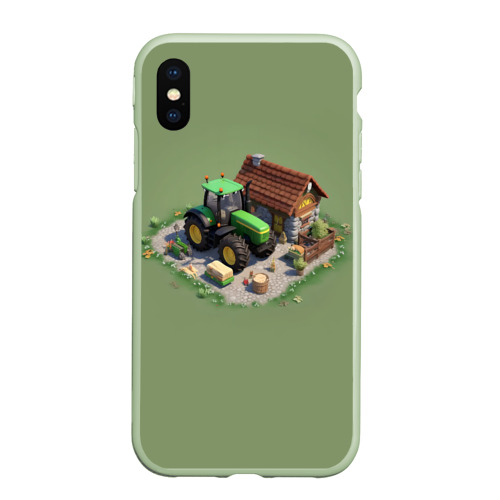Чехол для iPhone XS Max матовый Farming Simulator - Изометрия, цвет салатовый