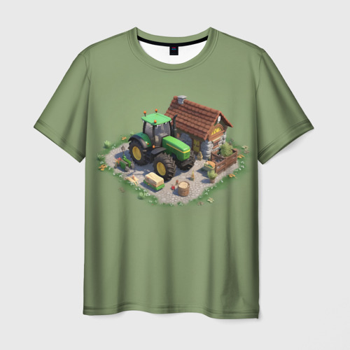 Мужская футболка с принтом Farming Simulator - Изометрия, вид спереди №1