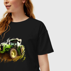 Женская футболка хлопок Oversize Farming Simulator - brushstroke - фото 2