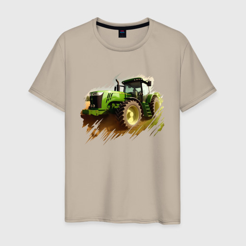 Мужская футболка хлопок Farming Simulator - brushstroke, цвет миндальный