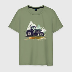 Мужская футболка хлопок Farming Simulator - Tractor and mountains