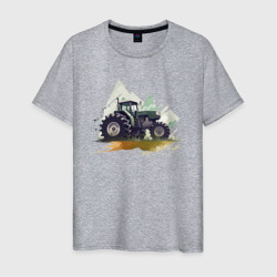 Мужская футболка хлопок Farming Simulator - Tractor and mountains