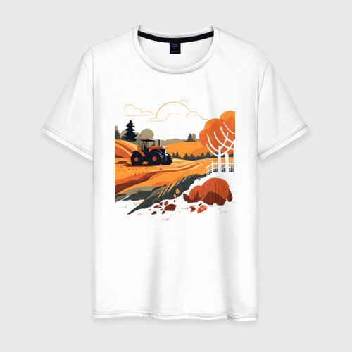 Мужская футболка из хлопка с принтом Farming Simulator - Осень, вид спереди №1