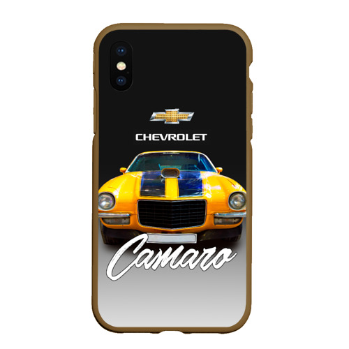 Чехол для iPhone XS Max матовый Американский спорткар Camaro 1970 года, цвет коричневый