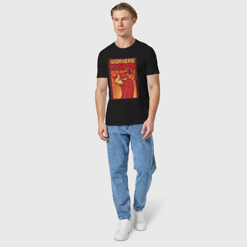 Мужская футболка хлопок Права работников, цвет черный - фото 5