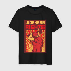 Права работников – Мужская футболка хлопок с принтом купить со скидкой в -20%
