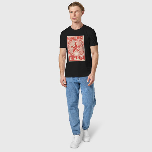 Мужская футболка хлопок Социализм СССР, цвет черный - фото 5