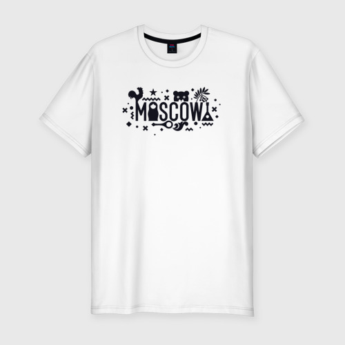 Мужская футболка хлопок Slim с принтом City Moscow, вид спереди #2