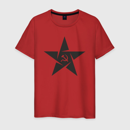 Мужская футболка хлопок USSR black star, цвет красный