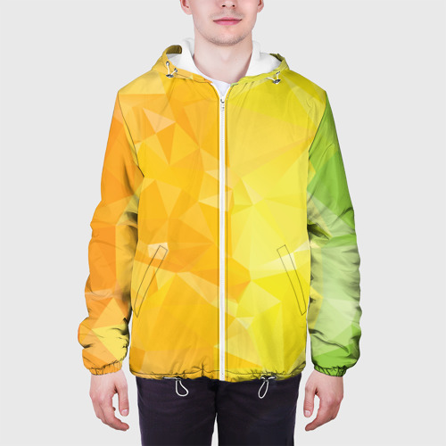 Мужская куртка 3D Желтые, зеленые и оранжевые многоугольники, цвет 3D печать - фото 4