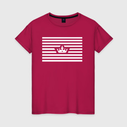 Женская футболка хлопок В полоску с короной