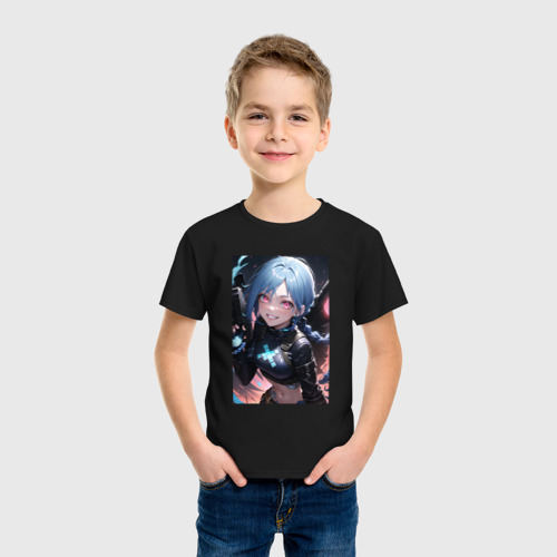 Детская футболка хлопок с принтом Arcane League Of Legends JINX  anime, фото на моделе #1