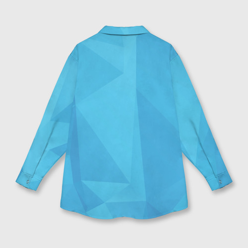 Женская рубашка oversize 3D с принтом Ярко синие многоугольники, вид сзади #1