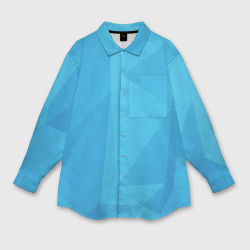 Женская рубашка oversize 3D с принтом Ярко синие многоугольники, вид спереди #2
