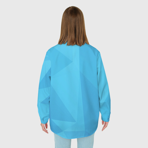 Женская рубашка oversize 3D с принтом Ярко синие многоугольники, вид сзади #2