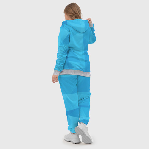 Женский костюм 3D с принтом Ярко синие многоугольники, вид сзади #2