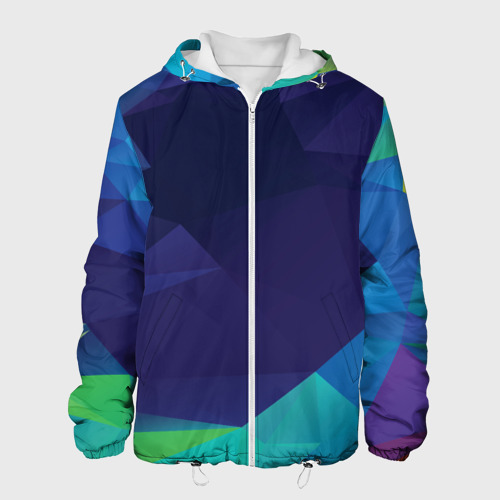 Мужская куртка 3D Фиолетовая и синяя полигональная абстракция, цвет 3D печать