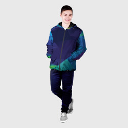 Мужская куртка 3D Фиолетовая и синяя полигональная абстракция - фото 2