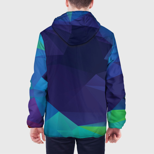 Мужская куртка 3D Фиолетовая и синяя полигональная абстракция, цвет 3D печать - фото 5