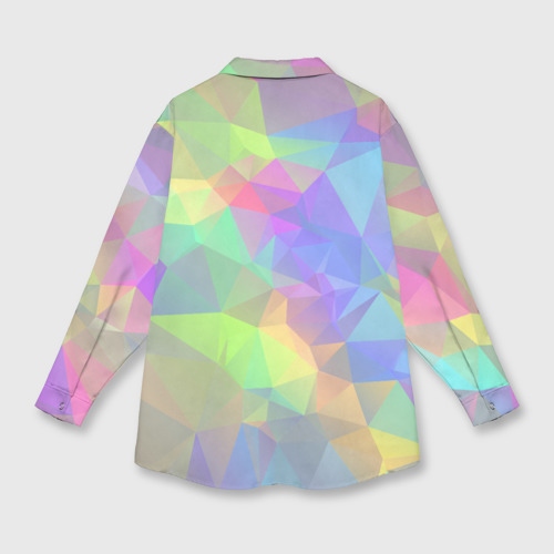 Женская рубашка oversize 3D с принтом Многоцветные переливающиеся многоугольники, вид сзади #1