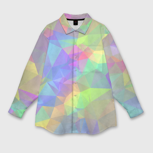 Женская рубашка oversize 3D с принтом Многоцветные переливающиеся многоугольники, вид спереди #2