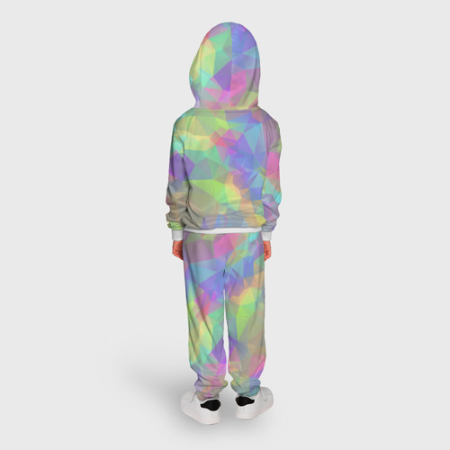 Детский костюм с толстовкой с принтом Многоцветные переливающиеся многоугольники, вид сзади #2