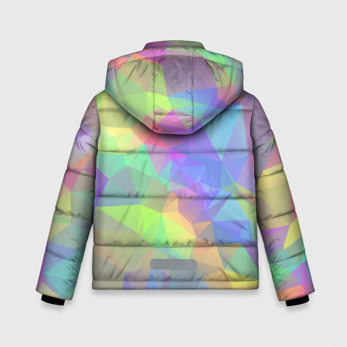 Зимняя куртка для мальчиков 3D с принтом Многоцветные переливающиеся многоугольники, вид сзади #1
