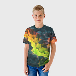 Детская футболка 3D Объемные плиты с зеленым свечением - фото 2
