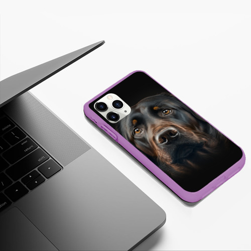 Чехол для iPhone 11 Pro Max матовый с принтом Пес с преданными глазами, фото #5