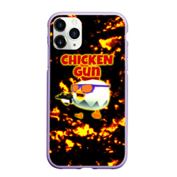 Чехол для iPhone 11 Pro матовый Chicken Gun на фоне огня