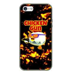 Чехол для iPhone 5/5S матовый Chicken Gun на фоне огня