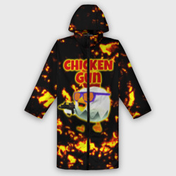 Мужской дождевик 3D Chicken Gun на фоне огня