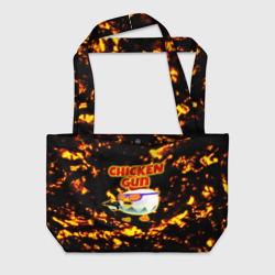 Пляжная сумка 3D Chicken Gun на фоне огня