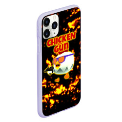 Чехол для iPhone 11 Pro матовый Chicken Gun на фоне огня - фото 2