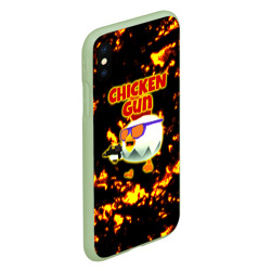 Чехол для iPhone XS Max матовый Chicken Gun на фоне огня - фото 2