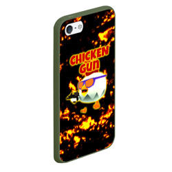 Чехол для iPhone 5/5S матовый Chicken Gun на фоне огня - фото 2