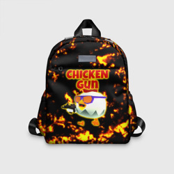 Детский рюкзак 3D Chicken Gun на фоне огня