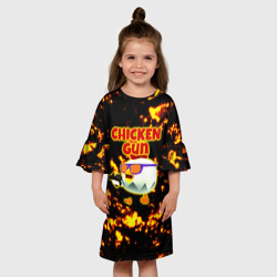 Детское платье 3D Chicken Gun на фоне огня - фото 2