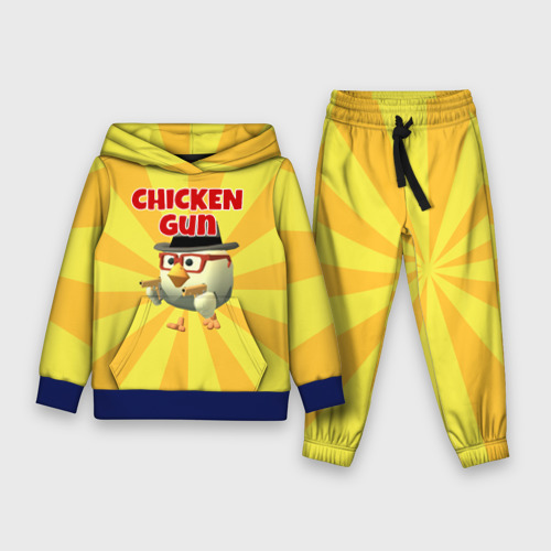 Детский костюм с толстовкой 3D Chicken Gun с пистолетами, цвет синий