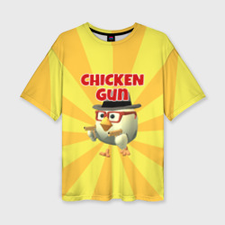 Женская футболка oversize 3D Chicken Gun с пистолетами