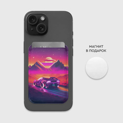 Картхолдер Magsafe магнитный Ретро машина на закате - неон - фото 2