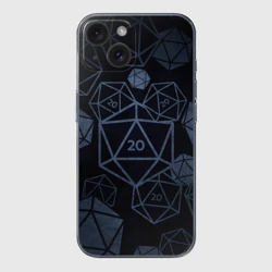 Чехол для iPhone 15 силиконовый с защитой камеры Подземелья и драконы д20